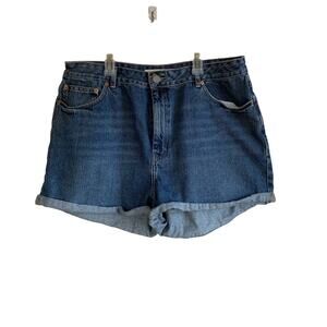 ASOS High Waisted Cuffed Denim Shorts Size 14